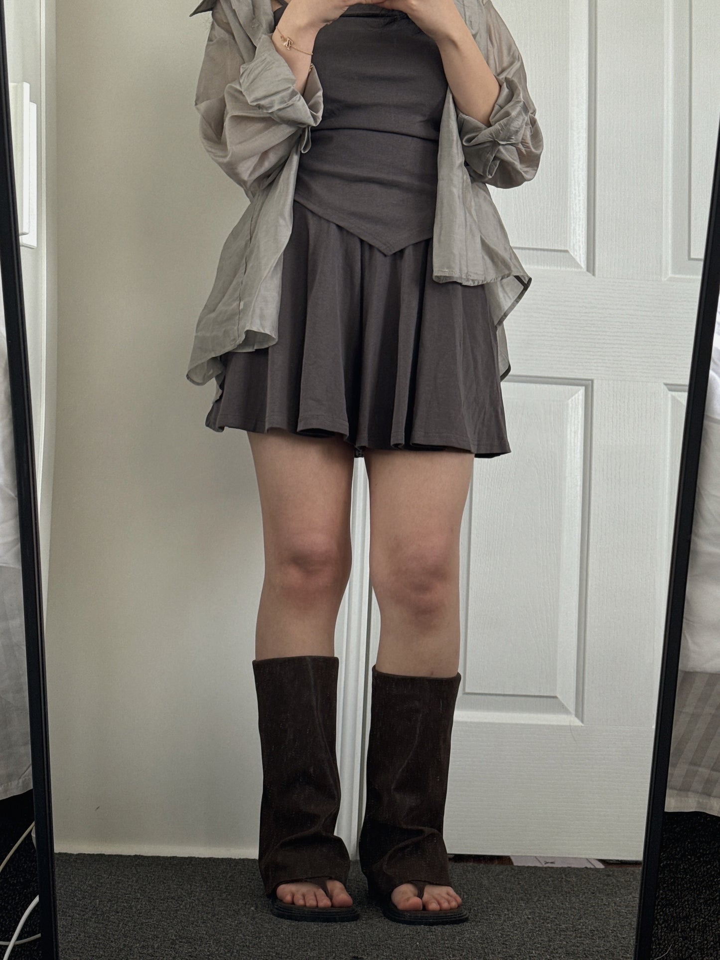 Leather Thong Long Boots