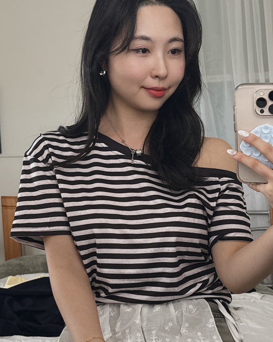 Off-shoulder Stripe Tee