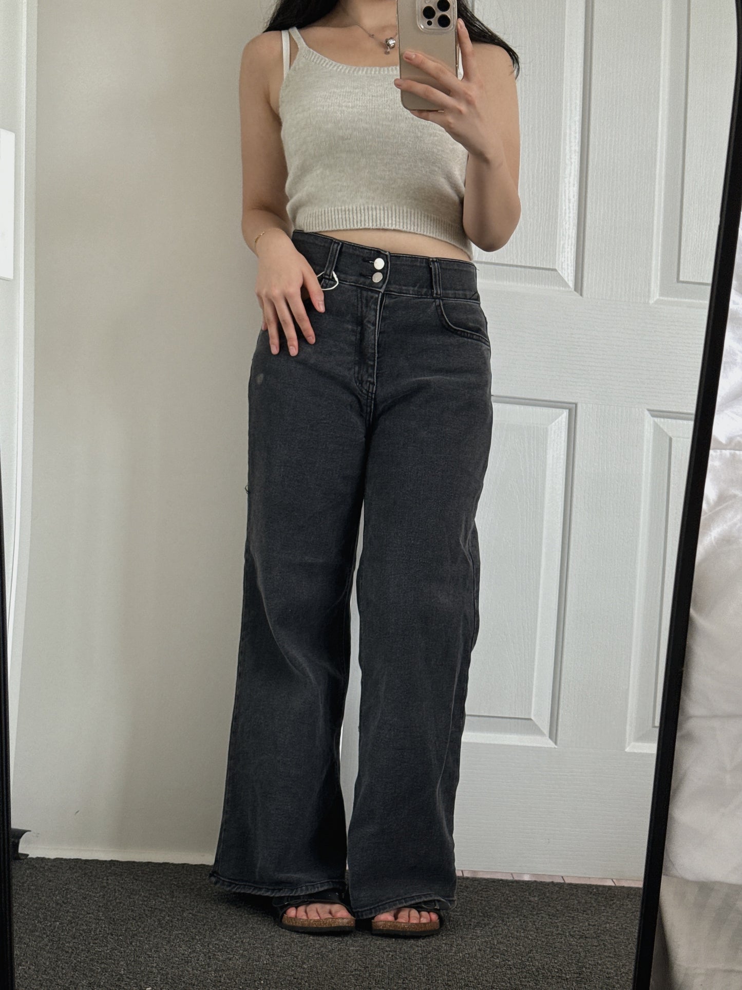 Double Button Wide Denim