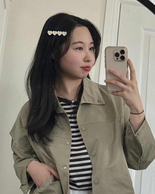 Gold Ribbon Heart Hair Clip
