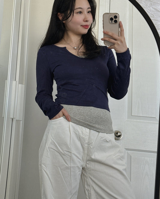 Layered Navy & Gray T-Shirt