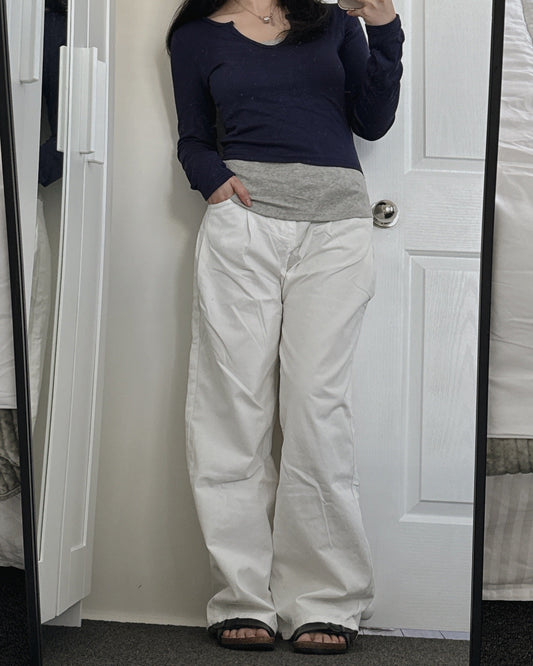 Cotton White Wide Denim